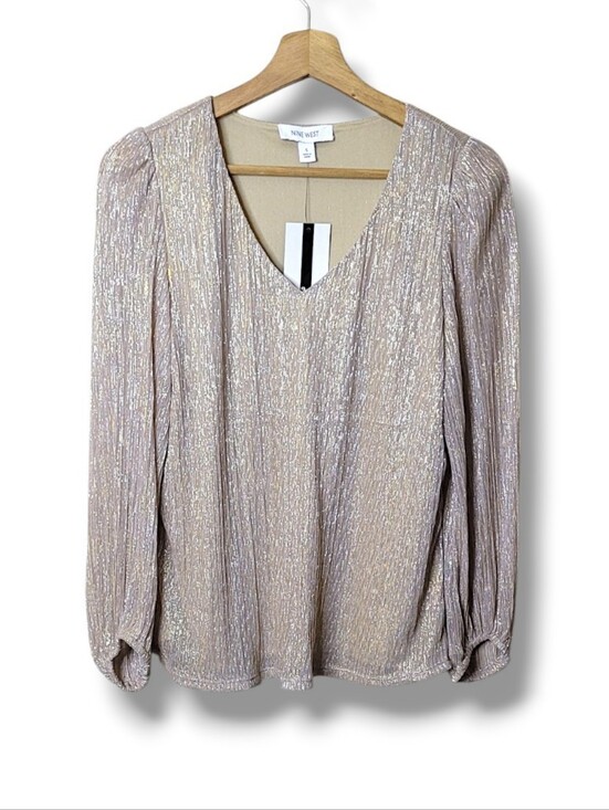 Nine West Tops - Nine West Gold Metallic Shimmer Blouse • NWT
